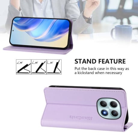 Чехол-книжка RC01 Dual-Folded Magnetic Suction RFID на Xiaomi Redmi Note 15 4G / 5G /Poco M8 164mm — светло-фиолетовый