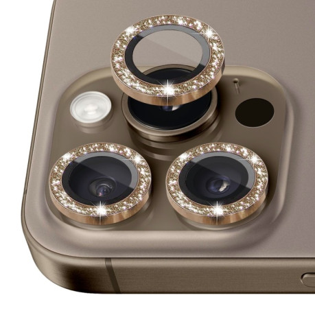 Защитное стекло NORTHJO Glitter Camera Lens Protector Tempered Glass Metal Ring на iPhone 16 Pro / 16 Pro Max - коричневое