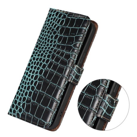 Кожаный чехол-книжка Crocodile Top Layer для Samsung Galaxy M53 5G - зеленый