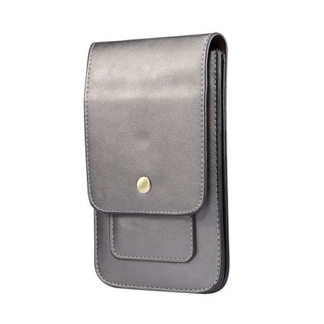 Універсальний чохол з фактурою Lambskin Texture Men з кріпленням на пояс та магнітною застібкою Size:L - сірий