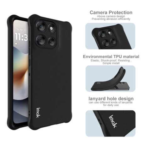 Силіконовий прозорий чохол imak Airbag із посиленими кутами на Motorola Moto G86 Power - чорний