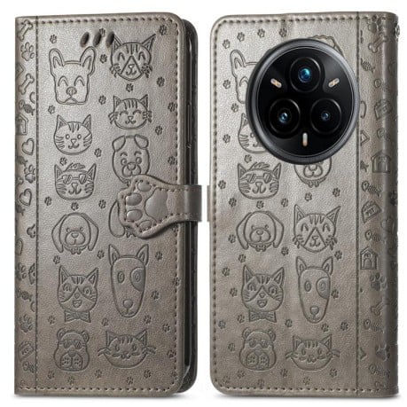 Чехол-книжка Cat and Dog для Realme 14 Pro+ - сірий