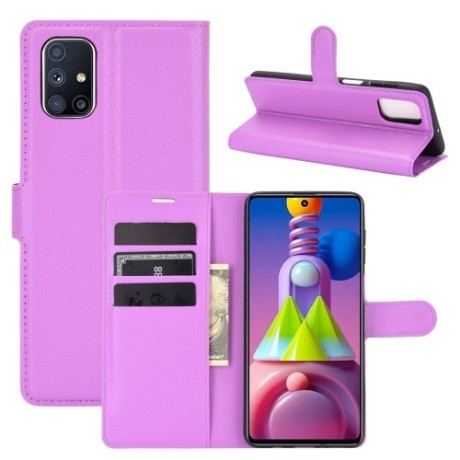 Чохол-книжка Litchi Texture Samsung Galaxy M51 - фіолетовий