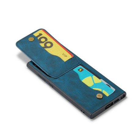 Протиударний чохол Fierre Shann Crazy Horse Card Holder на Samsung Galaxy S24 Ultra 5G - синій