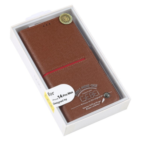 Чехол-книжка GEBEI Top-grain для iPhone 15 Pro Max - коричневый