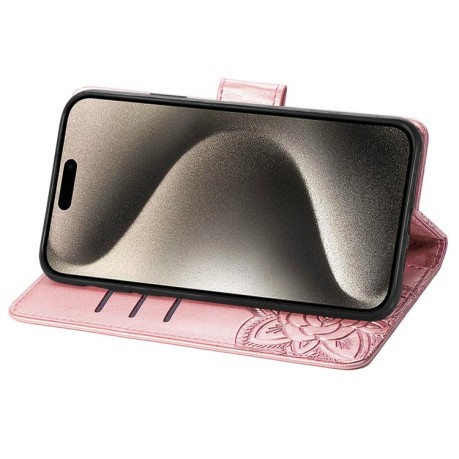 Чохол-книжка Butterfly Love Flower Embossed для iPhone 16 - рожеве золото
