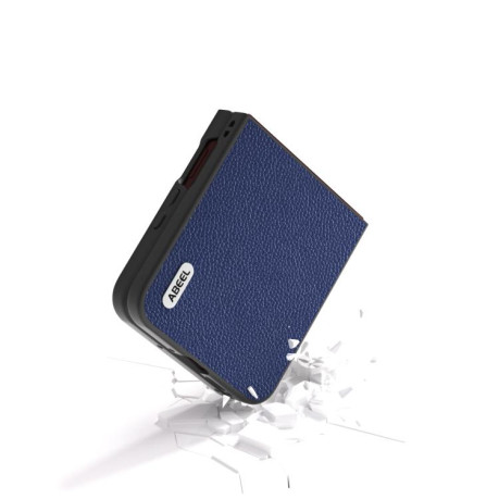 Чехол ABEEL Genuine Leather Luxury для Motorola Razr 60 Ultra - синій