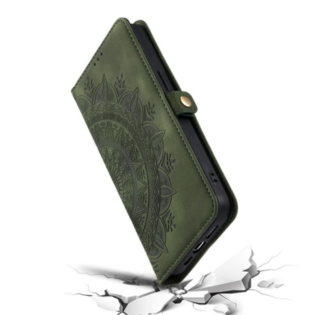 Чехол-книжка Totem Embossed Magnetic Leather для iPhone 16 Plus - зеленый