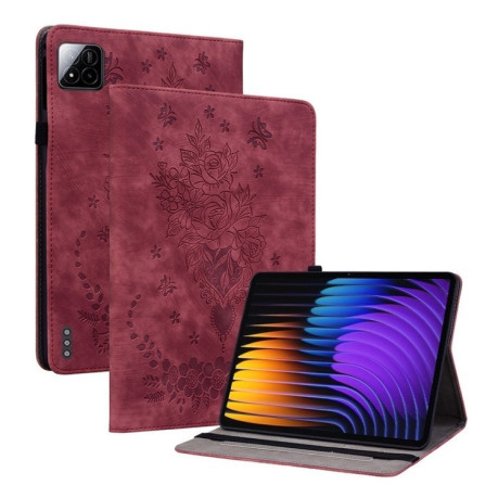Чехол-книжка Butterfly Rose Embossed для Xiaomi Pad 7 / Pad 7 Pro - красный