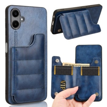 Ударозащитный чехол Cow Pattern Sewing Card Bag для Samsung Galaxy A06 4G - синий