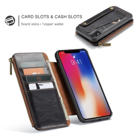 Чохол-гаманець CaseMe 011 Series Zipper Wallet Style на iPhone XR - чорний