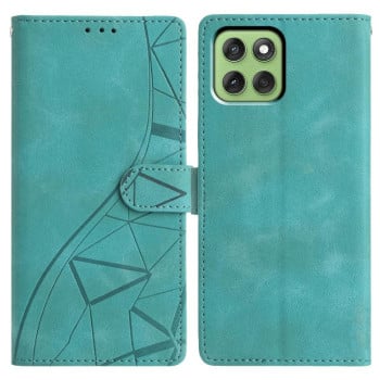 Чехол-книжка Triangles Embossed Leather для Motorola Edge 60 - зеленый