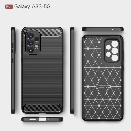 Чехол Brushed Texture Carbon Fiber на Samsung Galaxy A33 5G - черный