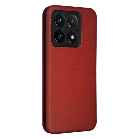 Чехол-книжка Carbon Fiber Texture на  Xiaomi 14T - коричневый