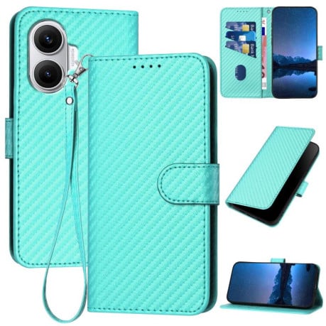 Чехол-книжка Carbon Fiber Texture на Xiaomi Poco F7 - голубой