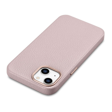 Шкіряний чохол iCarer Litchi Premium для iPhone 14/13 - рожевий