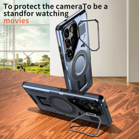 Противоударный чехол Shield Frame Holder MagSafe для  Samsung Galaxy S25+ 5G - синий