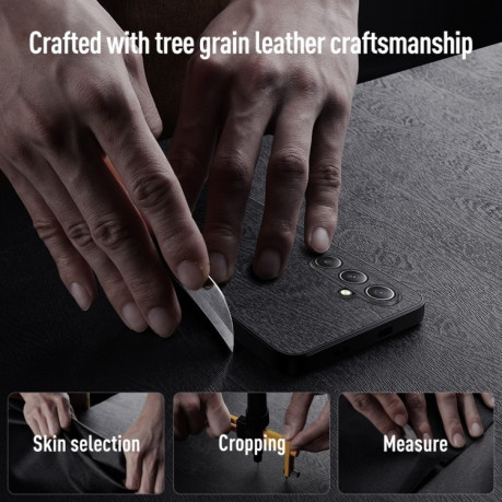 Чехол Tree Bark Leather Shockproof для Samsung Galaxy S24 FE 5G - черный