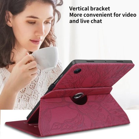 Чехол-книжка Tree Life Embossed Rotation Leather на Xiaomi Redmi Pad 2 SE 9.7 2026 — красный