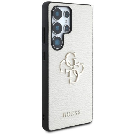 Оригинальный чехол Guess Grained Big 4G Logo Small Classic Logo для Samsung Galaxy S25 Ultra - Gray