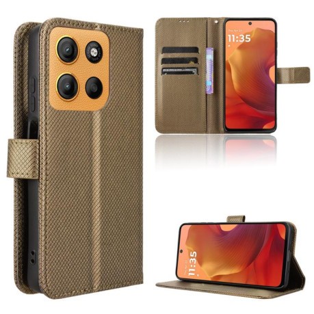 Чехол-книжка Diamond Texture для Motorola Moto G15 4G / G15 Power 4G - коричневый