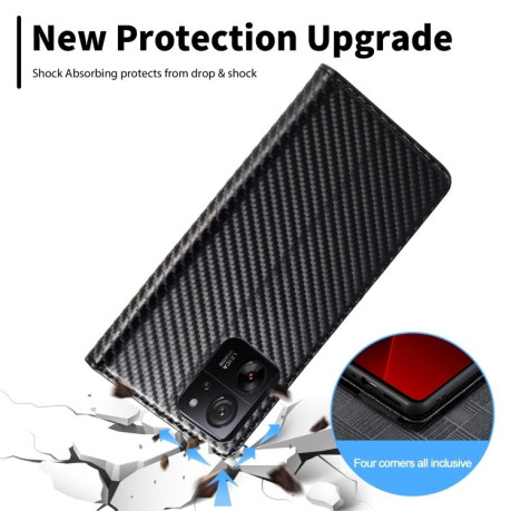 Чехол-книжка LCIMEEKE Carbon Fiber для Xiaomi 14T Pro - Black