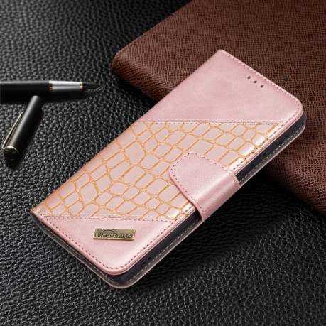 Чохол-книжка Matching Color Crocodile Texture на Samsung Galaxy S22 Ultra 5G - рожеве золото