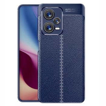 Противоударный чехол Litchi Texture на Xiaomi Redmi Note 12 Pro+ - синий