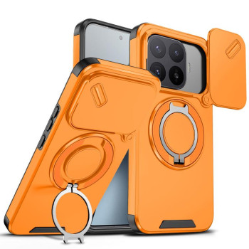 Протиударний чохол зі шторкою камери Sliding Camshield і кільцем-підставкою на Xiaomi 17T Pro 5G — оранжевий