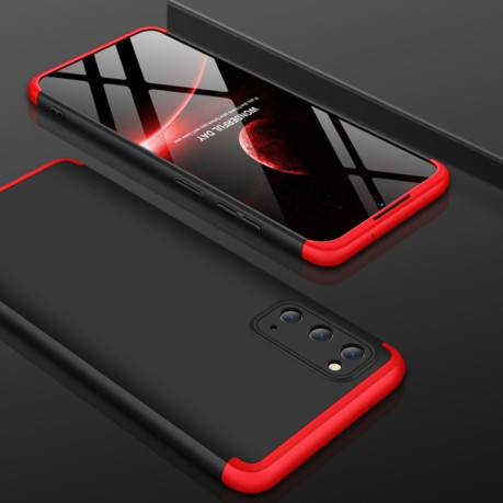 Чехол GKK Three Stage Splicing Full Coverage на Samsung Galaxy S20+ Plus-темно-красный