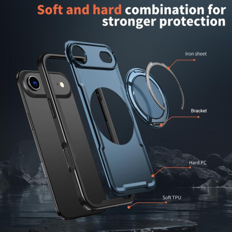 Противоударный чехол Metal 360 Degree Rotation Holder MagSafe на iPhone Air - синий