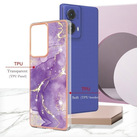 Противоударный чехол Electroplating IMD для Motorola Moto G85 - Purple