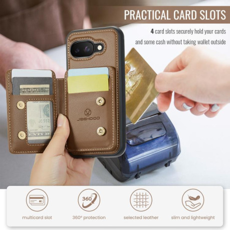 Чехол JEEHOOD J05 Business Magnetic Style RFID Leather для Google Pixel 9a - коричневый