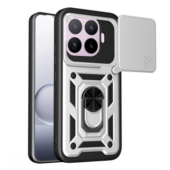 Чохол зі шторкою на камеру Sliding Camshield і підставкою на Xiaomi 17T Pro 5G — сріблястий