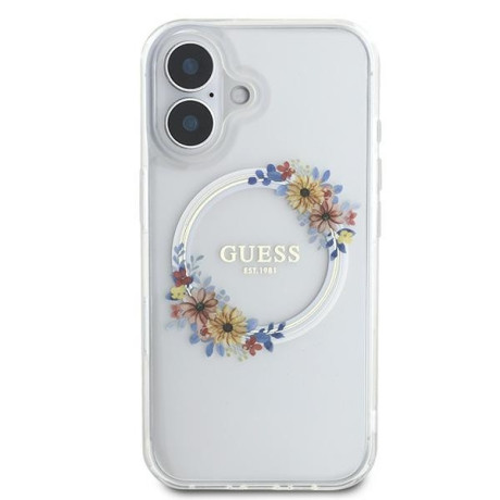 Оригінальний чохол Guess IML Flowers Wreath MagSafe для iPhone 16 - Clear