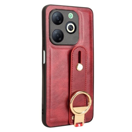 Противоударный чехол Wristband Leather Back для Infinix Smart 8 - красный
