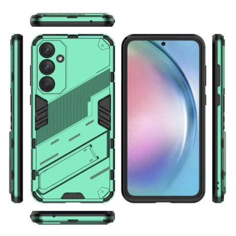 Противоударный чехол Punk Armor с подставкой на Samsung Galaxy A55 5G - зеленый