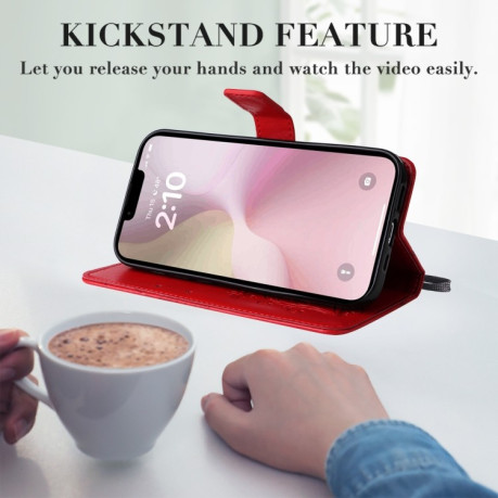 Чехол-книжка Embossed Butterfly для iPhone 16e - красный
