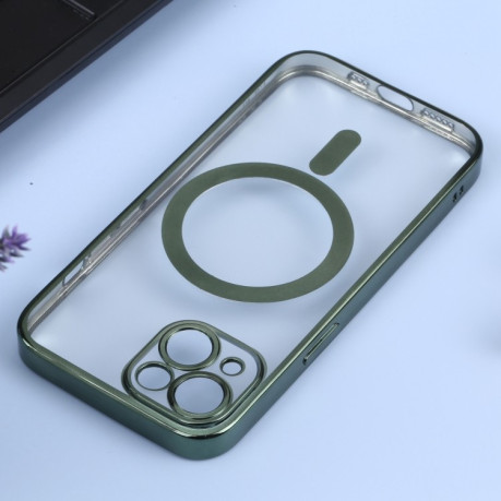 Протиударний чохол MagSafe Electroplating Straight для iPhone 14 Plus - темно-зелений