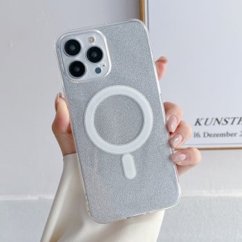 Протиударний чохол Plating Magsafe Glitter для iPhone14 Pro Max - прозорий