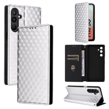 Чехол-книжка Cubic Grid Texture Flip Leather для на Samsung Galaxy M16 5G / F16 5G - серебристый