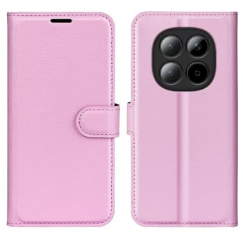Чохол-книжка з фактурою Litchi і магнітним хлястиком на Xiaomi Redmi Note 15 4G / 5G /Poco M8164mm — рожевий