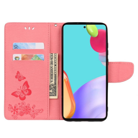 Чехол-книжка Butterflies Embossing на Samsung Galaxy A33 5G - розовый