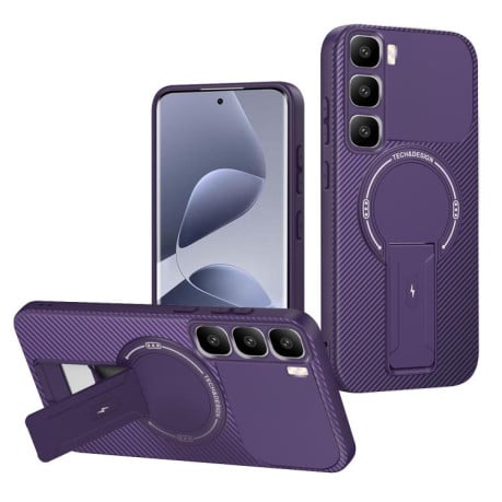 Противоударный чехол Carbon Fiber Texture (MagSafe) на Infinix Hot 60 Pro+ 4G - фиолетовый