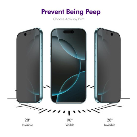 Защитное стекло ENKAY 28 Degree Privacy Screen для iPhone 17 Pro Max - черное