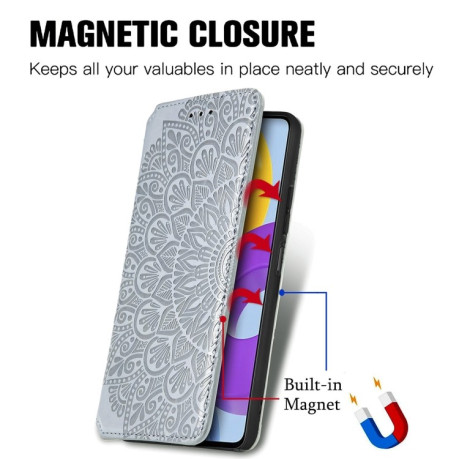 Чохол-книжка Blooming Mandala для Samsung Galaxy M52 5G - сріблястий