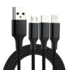 Універсальний зарядний кабель 2A 1.2m 3 in 1 USB to 8 Pin & USB-C / Type-C & Micro Nylon Weave Charging Cable - чорний
