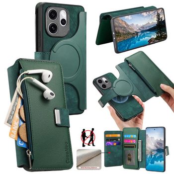Чохол-книжка CaseNeo MagSafe RFID Anti-theft Zipper Wallet Retro Leather на OPPO Reno15 Pro 5G Global — зелений