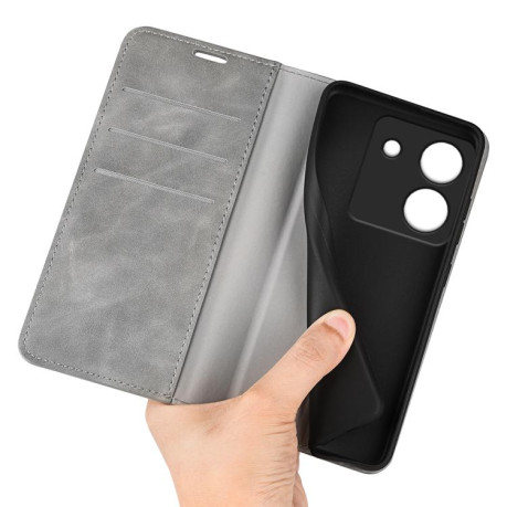 Чохол-книжка Retro Skin Feel Business Magnetic на Xiaomi Poco M7 Pro 5G - сірий