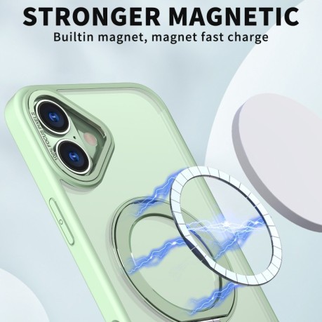 Противоударный чехол Wing Series MagSafe Magnetic Ring Holder для iPhone 16 Plus - зеленый